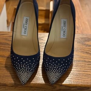 Jimmy Choo Navy Studded Heels
